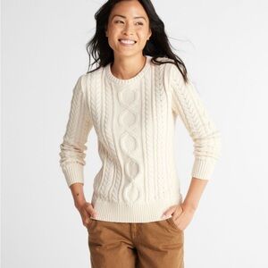 L.L. Bean Women's Cream Cable Knit Sweater